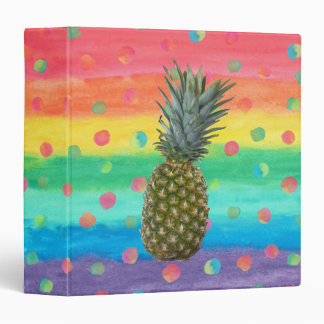 Modern Pineapple Watercolor Stripes and Spots Binder