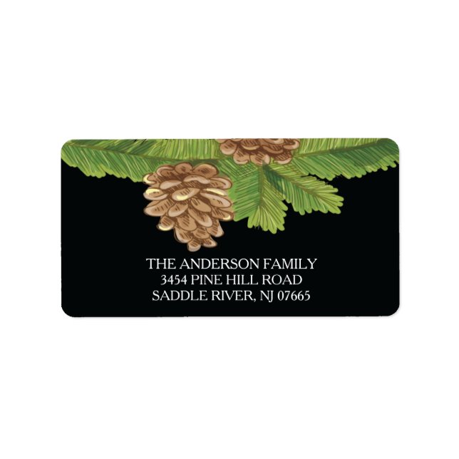 Modern Pinecone Christmas Return Address Label (Front)