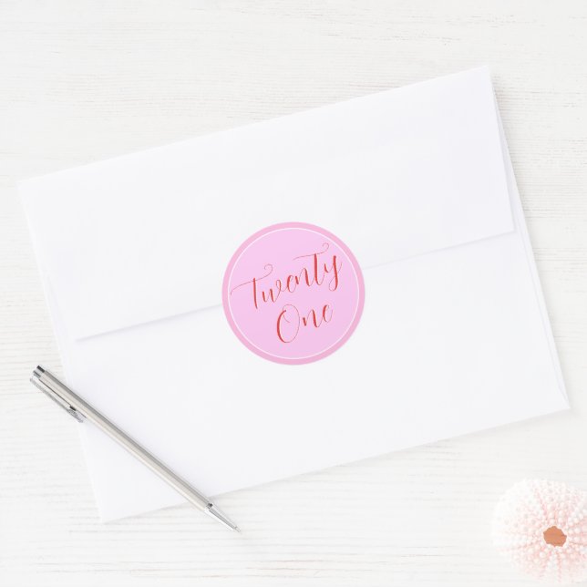 Modern Pink 21st  Classic Round Sticker (Envelope)