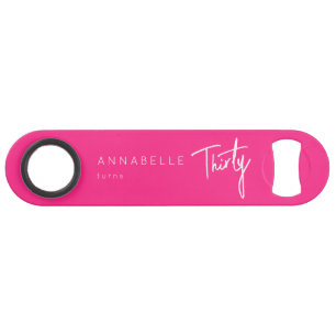 Modern Pink 30th Thirty Thirtieth birthday party Bar Key