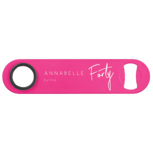 Modern Pink 40th Forty Fortieth birthday party Bar Key