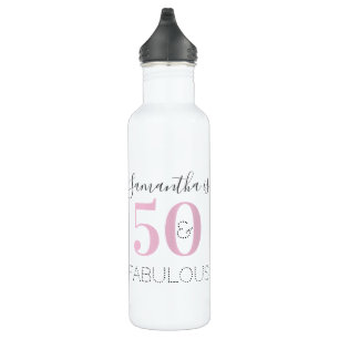 Modern Pink 50 and fabulous Birthday Personalized  710 Ml Water Bottle