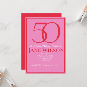 Modern Pink 50th Birthday Party  Invitation