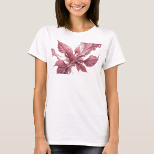 Modern Pink Abstract Leaves Art Composition T-Shirt