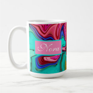  Modern Pink abstract Marble Watercolor Custom Coffee Mug