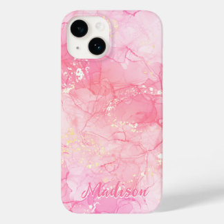 Modern Pink Abstract Personalized Case-Mate iPhone 14 Case