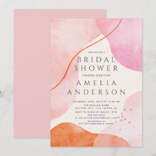 Modern Pink Abstract Shapes Bridal Shower Invitation