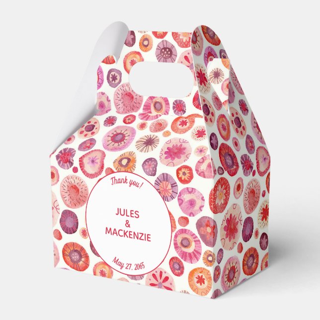 Modern Pink Abstract Wedding Favor Box (Front Side)