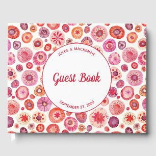 Modern Pink Abstract Wedding Guest Book