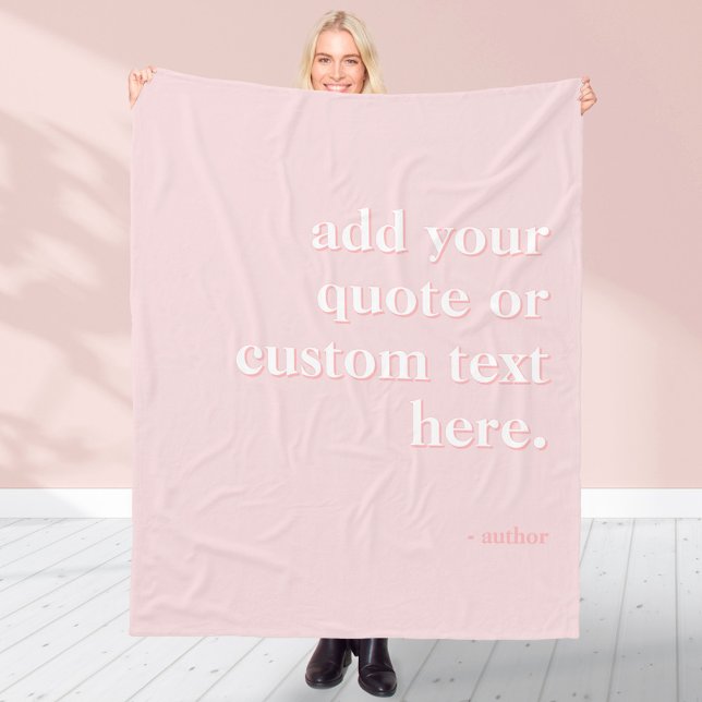 Modern Pink Add Your Own Quote Fleece Blanket (Creator Uploaded)