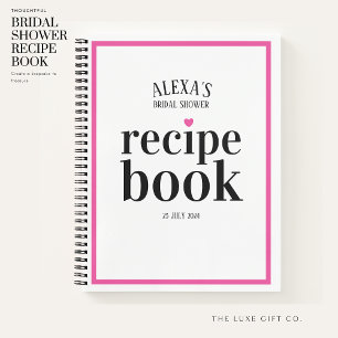 Modern Pink and Black Bridal Shower Recipe Book