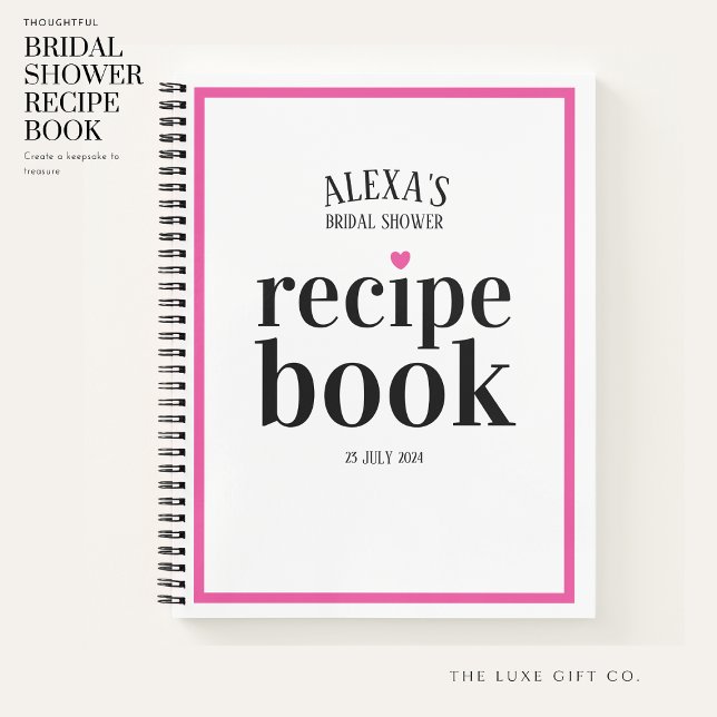 Modern Pink and Black Bridal Shower Recipe Book (Creator Uploaded)
