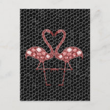 Modern Pink and Black Flamingo Abstract