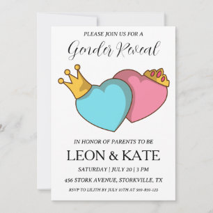 modern pink and blue gender reveal invitations