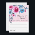 Modern Pink And Blue Watercolor Floral Wedding Advice Card<br><div class="desc">Romantic and modern wedding advice & wishes card featuring a floral watercolor design on a light pink background.</div>