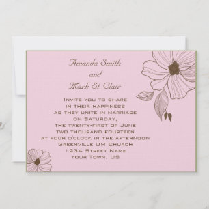 Modern Pink and Brown Wedding Invitation