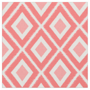 Modern Pink and Coral Ikat Pattern Fabric