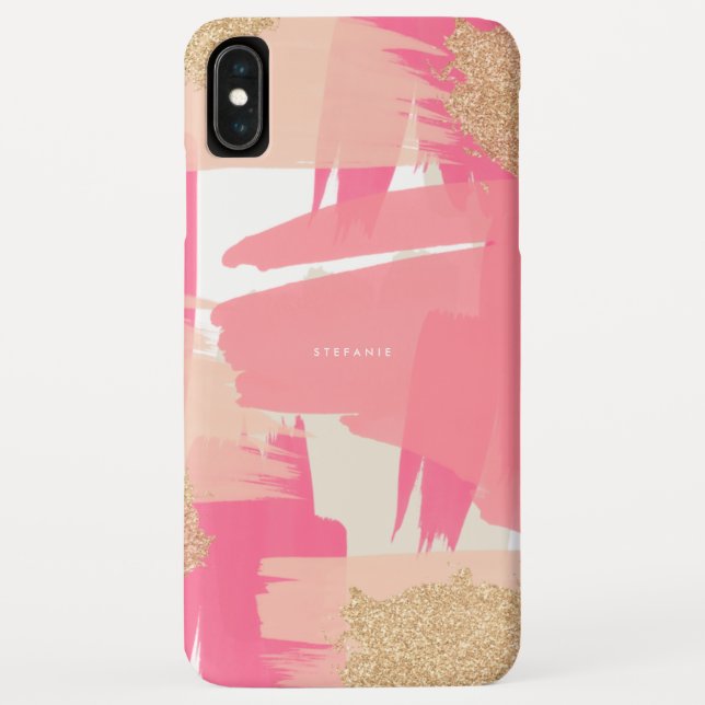 Modern Pink and Gold Glitter Abstract Pattern Case-Mate iPhone Case (Back)
