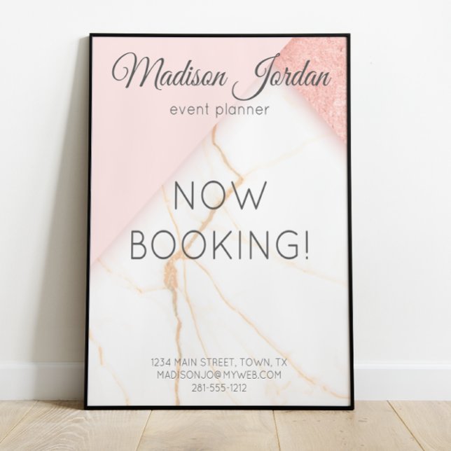 Modern Pink and Gold Marble Business Poster (Creator Uploaded)