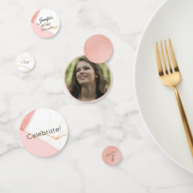 Modern Pink and Gold Marble Confetti (Group)