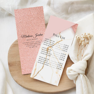 Modern Pink and Gold Marble Pricing Rack Card