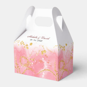 Modern Pink and Gold Marble Wedding Favor Box