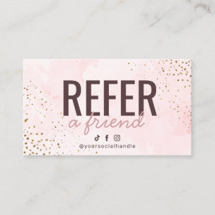 Modern Pink and Gold Refer a Friend Card