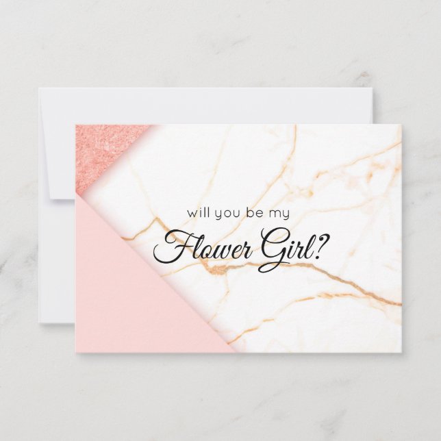 Modern Pink and Gold Will You Be My Flower Girl (Front)