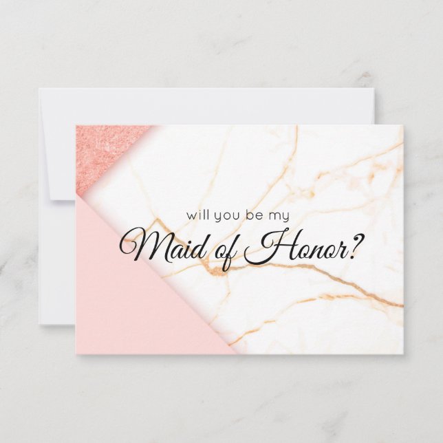 Modern Pink and Gold Will You Be My Maid of Honour (Front)
