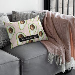 Modern  Pink And Green Avocado Pattern With Name Accent Pillow<br><div class="desc">Modern  Pink And Green Avocado Pattern With Name</div>