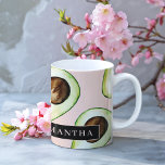 Modern  Pink And Green Avocado Pattern With Name Coffee Mug<br><div class="desc">Modern  Pink And Green Avocado Pattern With Name</div>