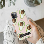 Modern  Pink And Green Avocado Pattern With Name iPhone 11Pro Max Case<br><div class="desc">Modern  Pink And Green Avocado Pattern With Name</div>