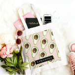 Modern  Pink And Green Avocado Pattern With Name Tote Bag<br><div class="desc">Modern  Pink And Green Avocado Pattern With Name</div>