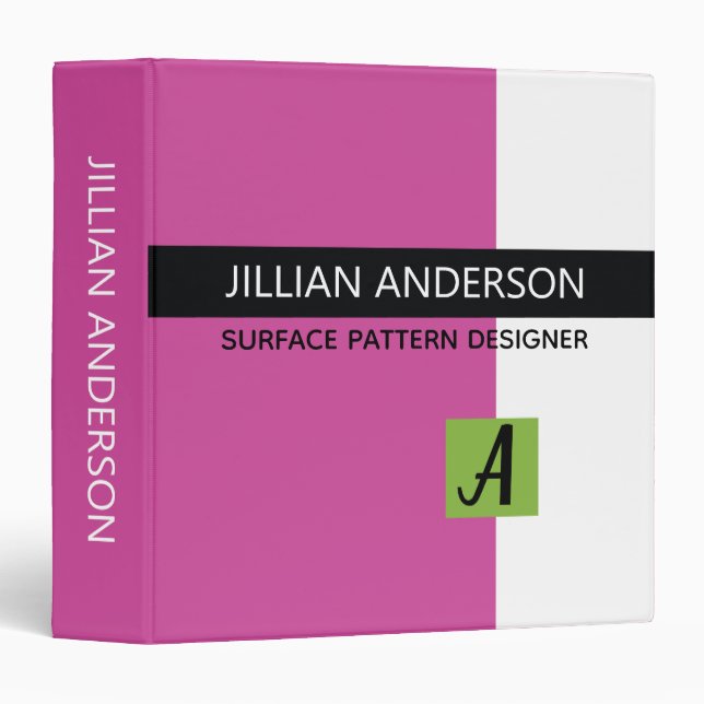 Modern Pink and Green Colour Blocked Binder (Front/Spine)
