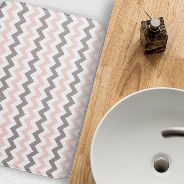 Modern Pink and Grey Chevron Bath Mat (Creator Uploaded)