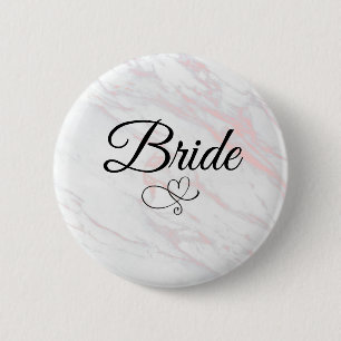 Modern Pink and Grey Marble Bride 2 Inch Round Button