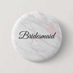 Modern Pink and Grey Marble Bridesmaid 2 Inch Round Button