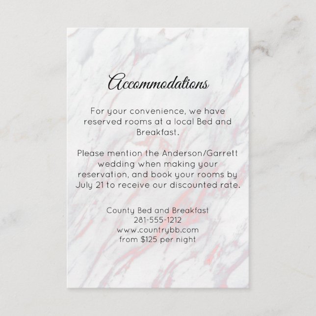 Modern Pink and Grey Marble Enclosure Card (Front)
