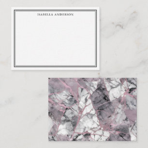 Modern Pink and Grey Marble Personalized Card