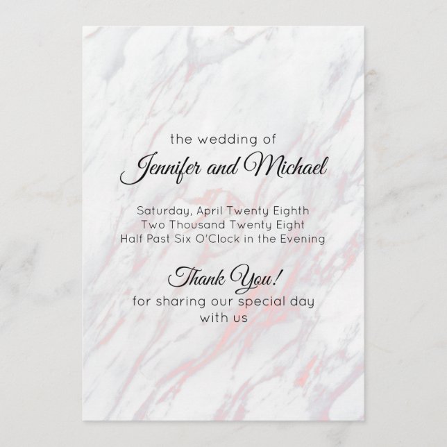 Modern Pink and Grey Marble Program (Front)