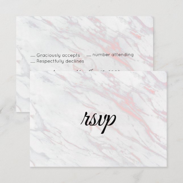 Modern Pink and Grey Marble RSVP Card (Front/Back)