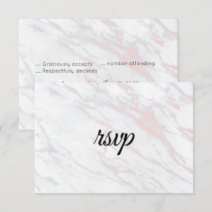 Modern Pink and Grey Marble RSVP Card