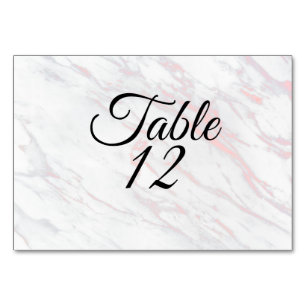 Modern Pink and Grey Marble Table Number