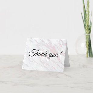 Modern Pink and Grey Marble Thank You Card