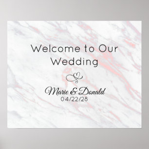 Modern Pink and Grey Marble Wedding Poster