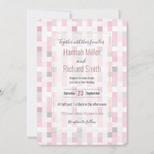Modern Pink and Grey Squares Chequered Pattern