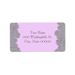 Modern Pink and Grey Swirls Wedding Address Labels