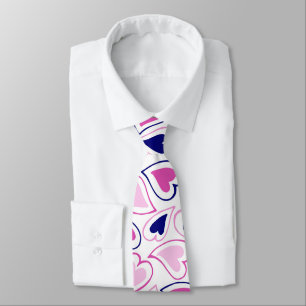 Modern Pink and Navy Blue Hearts Pattern Tie