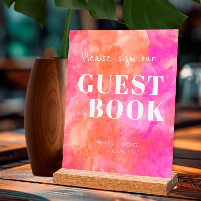 Modern Pink and Orange Wedding Sign Our Guest Book (Creator Uploaded)