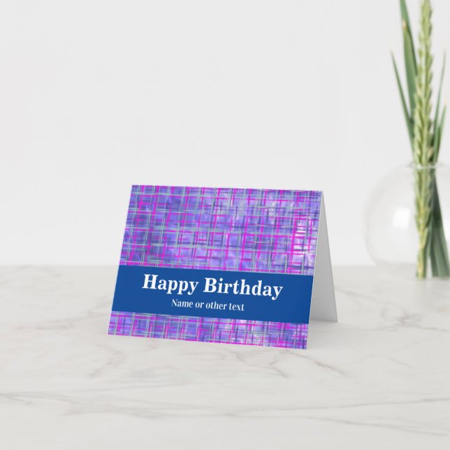 Modern Pink and Purple Grid Lines Abstract Busines Card (Front)